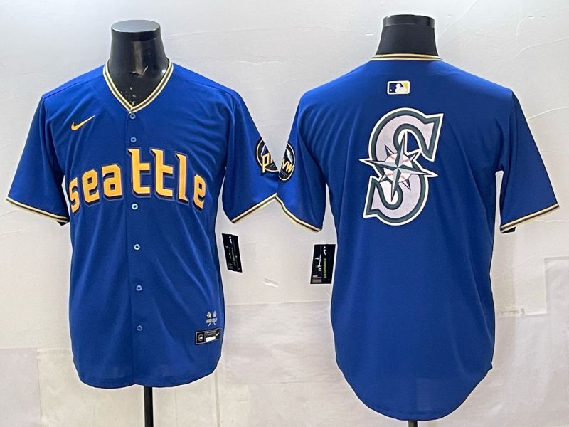 Men 2025 Seattle Mariners Blank Blue City Edition Nike MLB Jersey 33